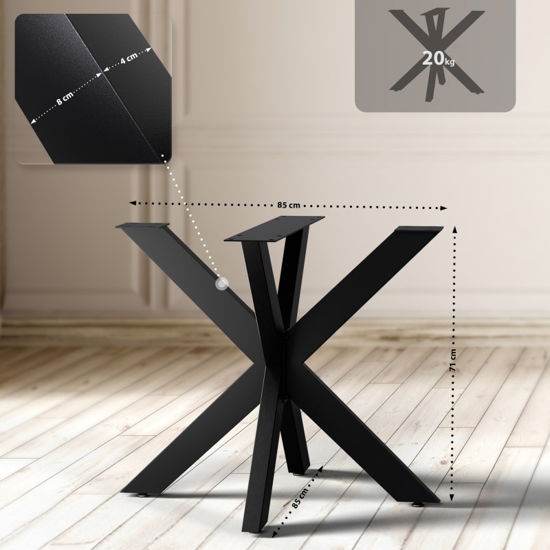 Patas de mesa Hardwick negras de 85x85x71 cm