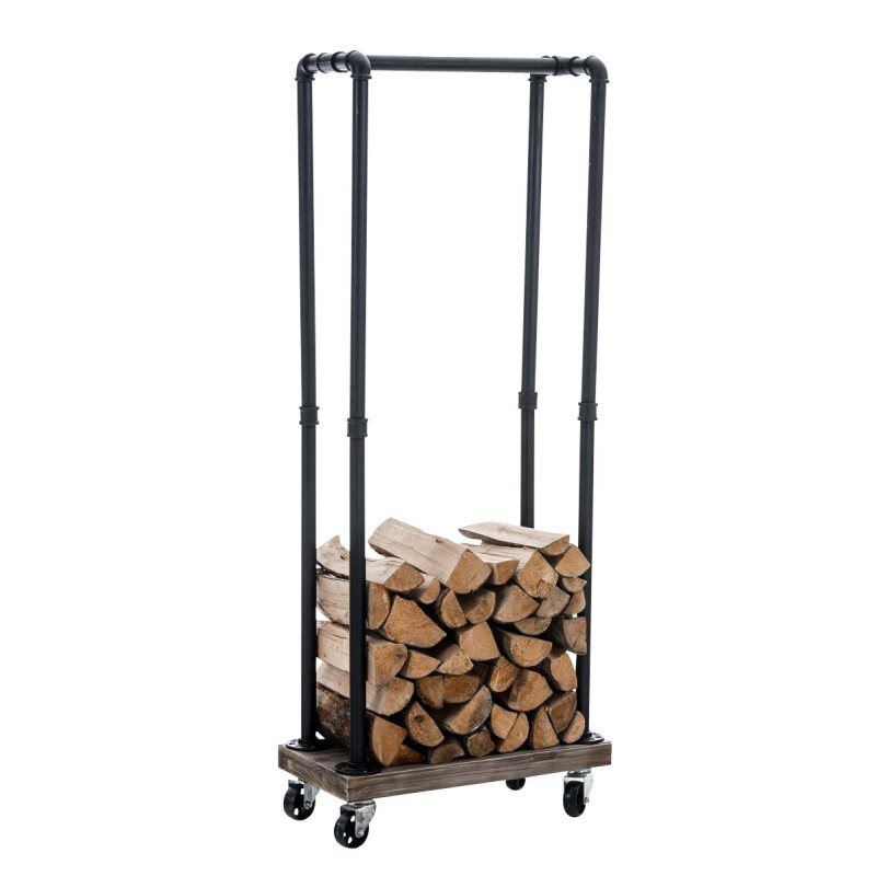 Soporte para leña 30x60x150 negro