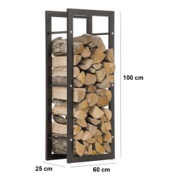 Soporte para leña Keri 25x60x100 negro mate