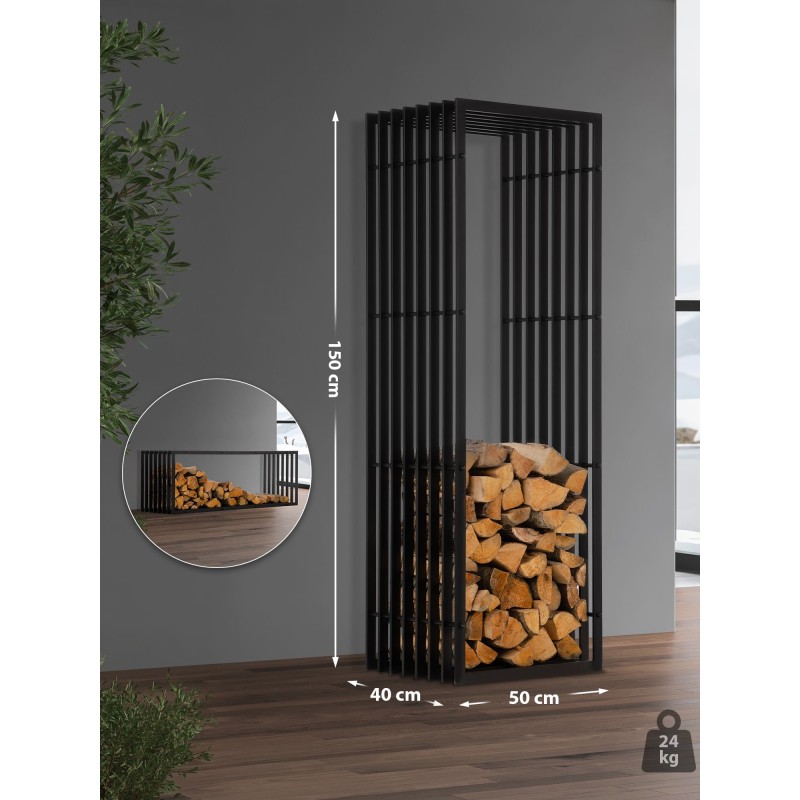 Soporte para leña Irving 40x50x150 negro mate
