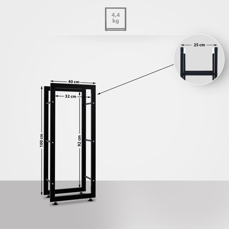 Soporte para leña Keri V2 25x40x100 negro