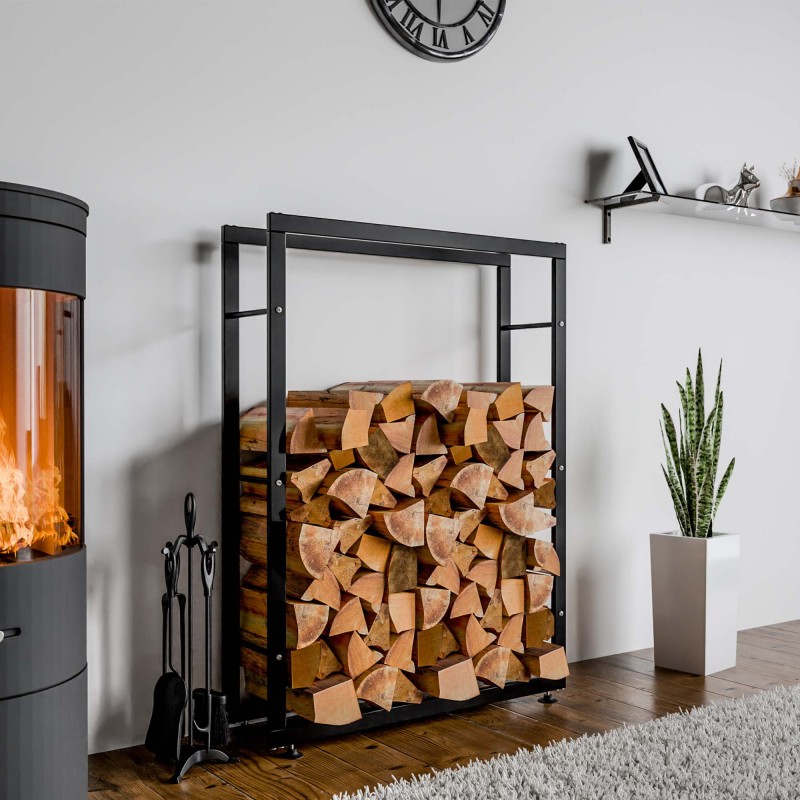 Soporte para leña Keri V2 25x80x150 negro