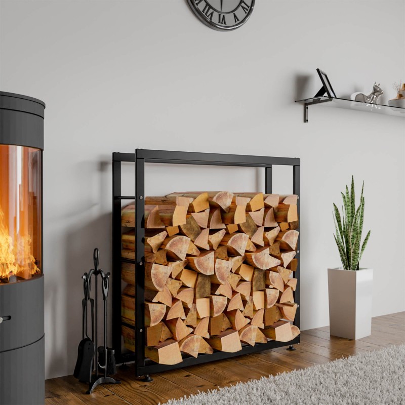 Soporte para leña Keri V2 25x100x100 negro