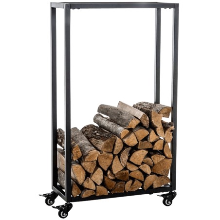 Soporte para leña Hetta 25x40x100 cm negro