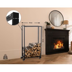 Soporte para leña Hetta 25x40x100 cm negro