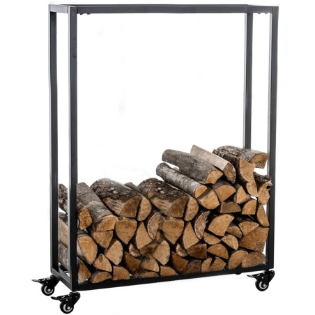 Soporte para leña Hetta 25x60x100 cm negro