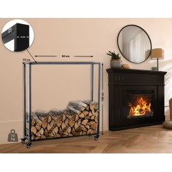 Soporte para leña Hetta 25x80x100 cm negro