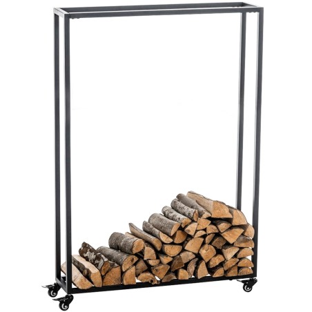 Soporte para leña Hetta 25x80x150 cm negro