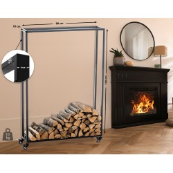 Soporte para leña Hetta 25x80x150 cm negro