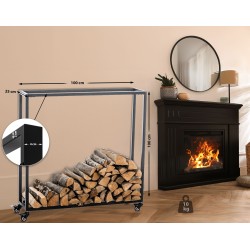 Soporte para leña Hetta 25x100x100 cm negro