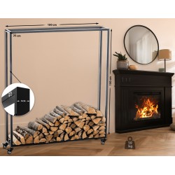 Soporte para leña Hetta 25x100x150 cm negro