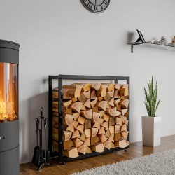 Soporte para leña Keri V2 25x100x80 cm negro