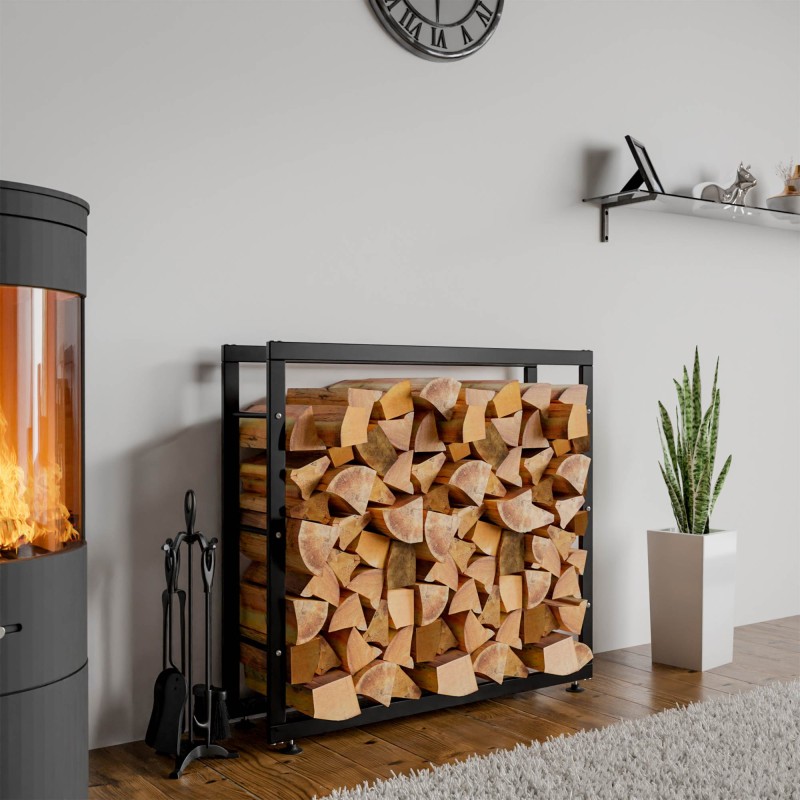 Soporte para leña Keri V2 25x100x80 cm negro