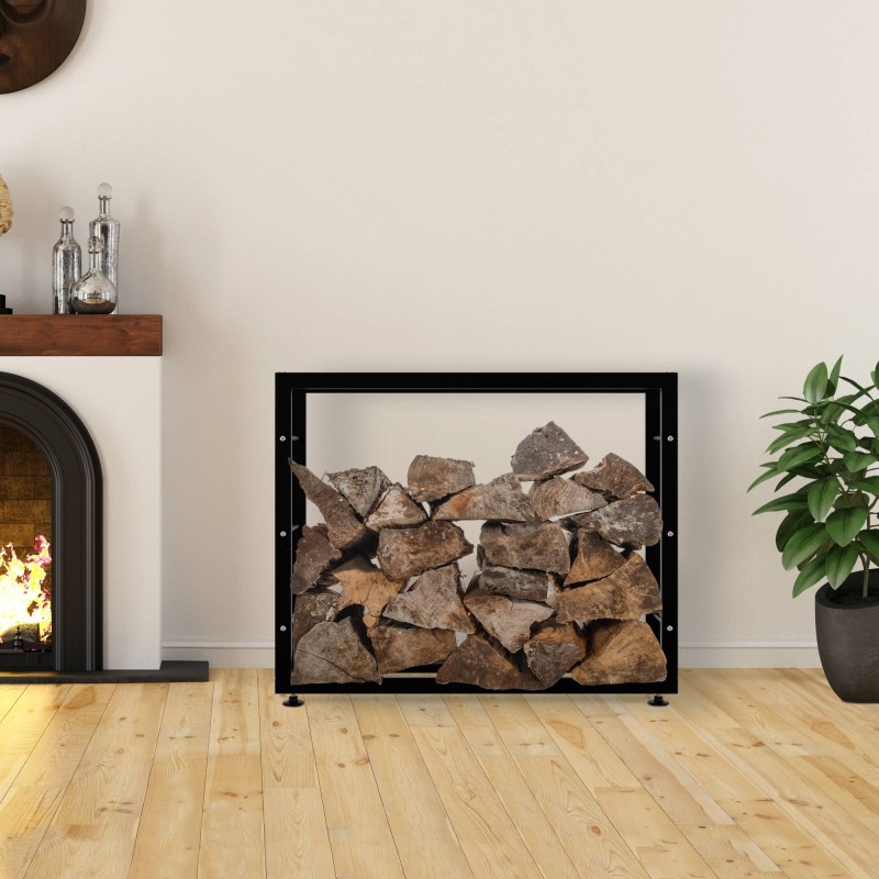 Soporte para leña Keri V2 25x100x80 cm negro