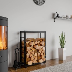 Soporte para leña Keri V2 25x60x80 negro