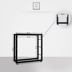 Soporte para leña Keri V2 25x80x80 negro