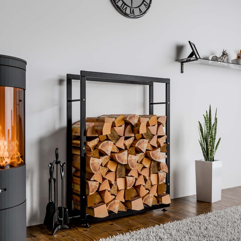 Soporte para leña Keri V2 25x80x125 negro