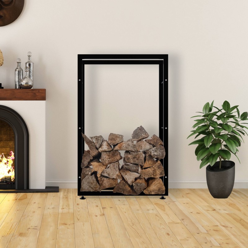 Soporte para leña Keri V2 25x80x125 negro