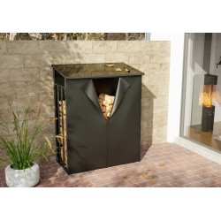 Leñero de aluminio Ruston con tapa, color antracita