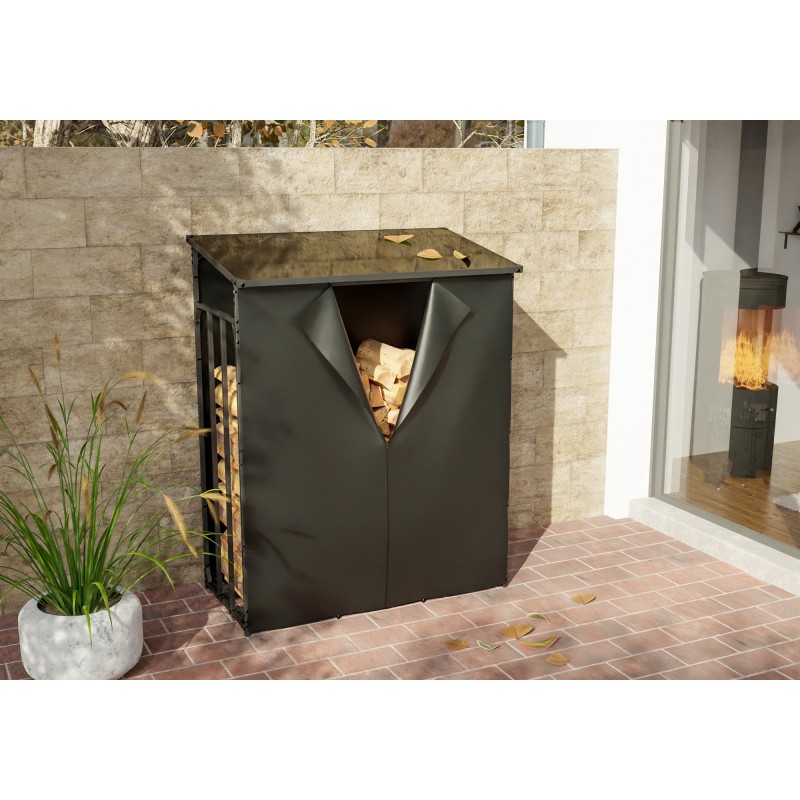 Leñero de aluminio Ruston con tapa, color antracita