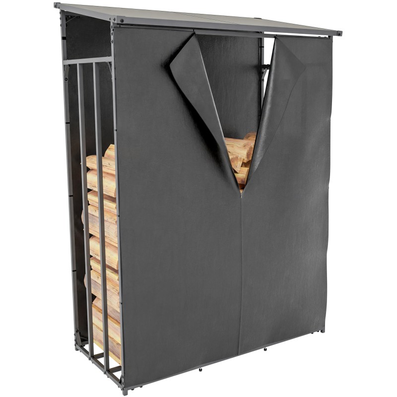 Leñero Ruston de aluminio con tapa, color antracita