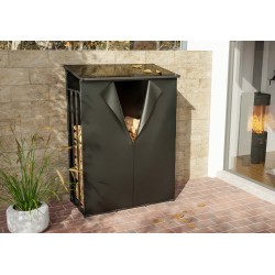 Leñero Ruston de aluminio con tapa, color antracita