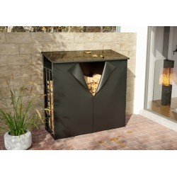 Leñero Ruston XL de aluminio antracita con funda