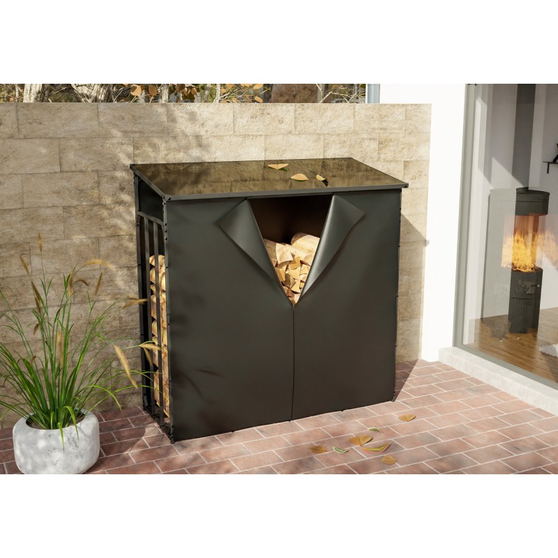 Leñero Ruston XL de aluminio antracita con funda