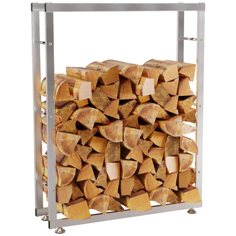 Leñero Keri V2, 25 x 80 x 125 cm, acero inoxidable