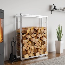 Leñero Keri V2, 25 x 80 x 125 cm, acero inoxidable