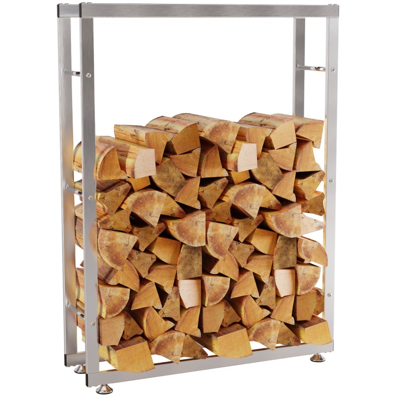 Soporte para leña Keri V2 de 25x80x150 cm en acero inoxidable