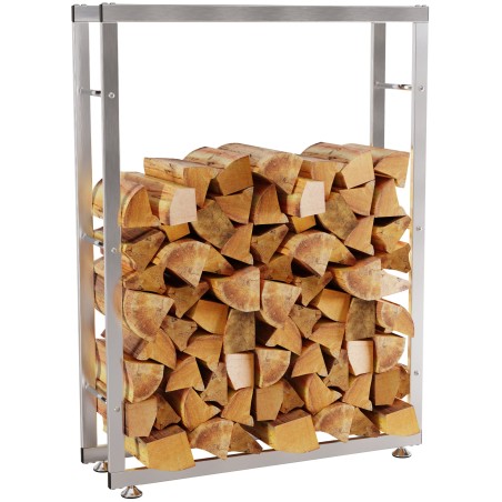 Soporte para leña Keri V2 de 25x80x150 cm en acero inoxidable