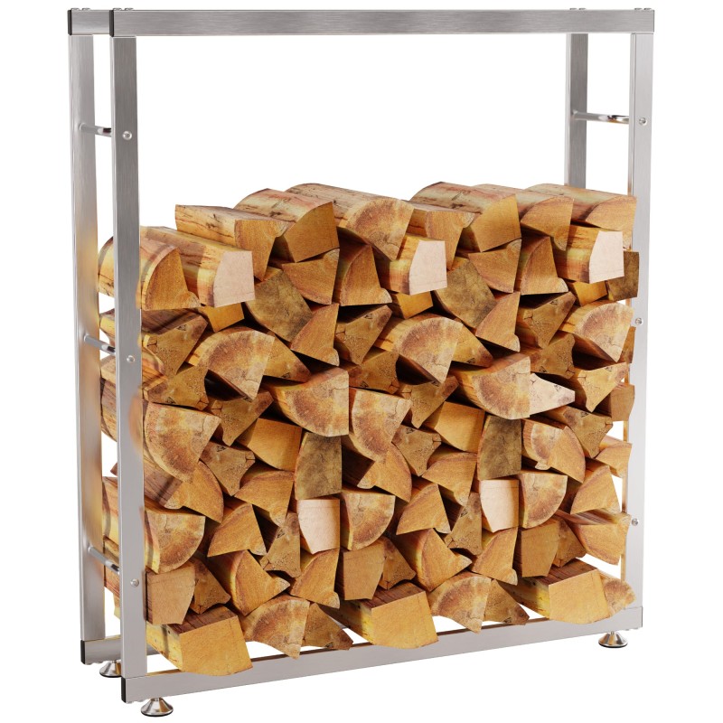 Soporte para leña Keri V2 de 25x100x125 cm en acero inoxidable