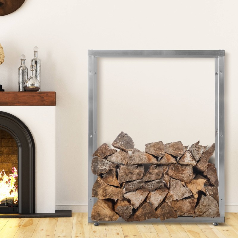 Soporte para leña Keri V2 de 25x100x125 cm en acero inoxidable