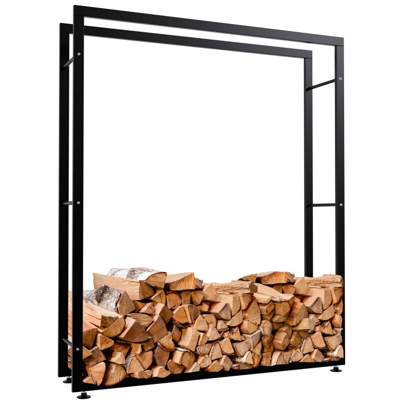 Soporte para leña Keri V2 25x125x150 cm negro