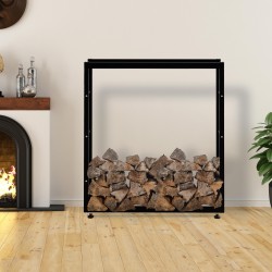 Soporte para leña Keri V2 25x125x150 cm negro