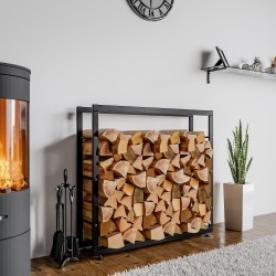 Soporte para leña Keri V2 25x125x150 cm negro
