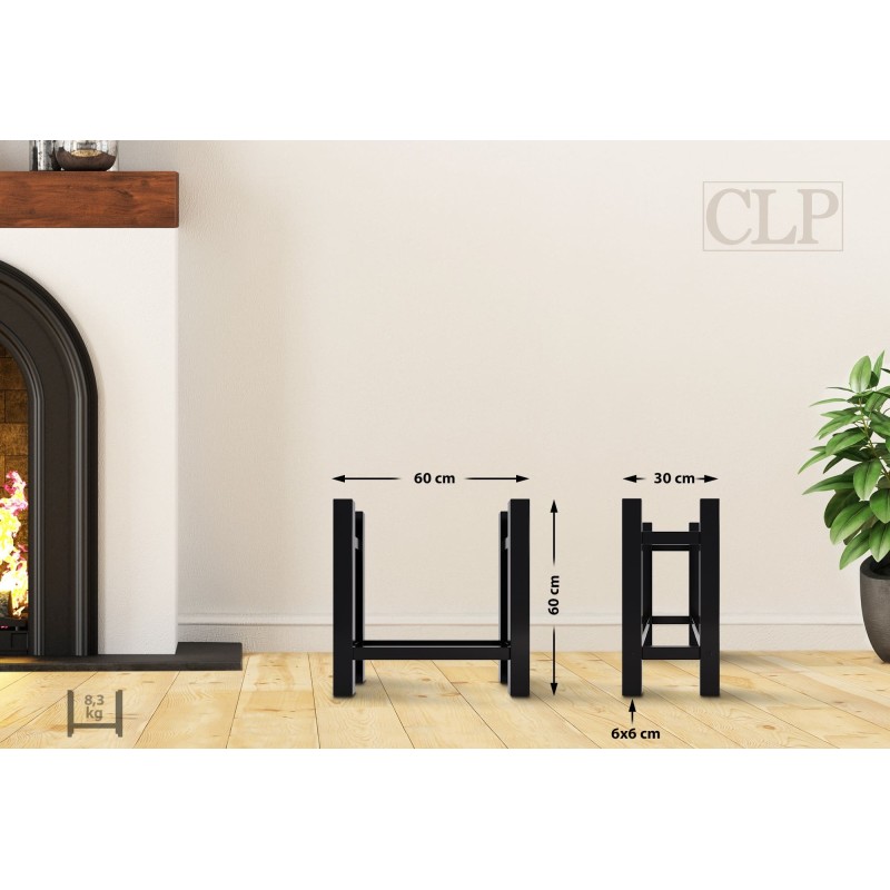 Estante cuadrado para leña Medya 30x60x60 cm negro