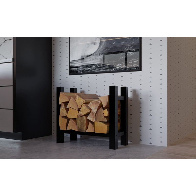 Estante cuadrado para leña Medya 30x60x60 cm negro