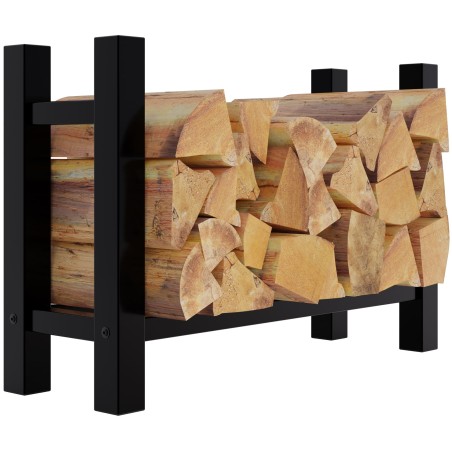 Estante cuadrado para leña Medya, 30x80x60 cm, negro