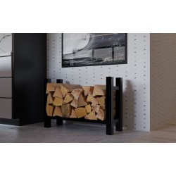 Estante cuadrado para leña Medya, 30x80x60 cm, negro