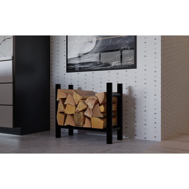 Leñero redondo Medya de 30x60x60 cm, negro