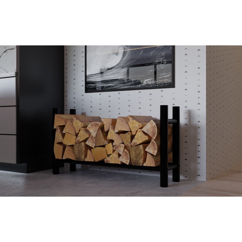 Leñero redondo Medya de 30x100x60 cm, negro