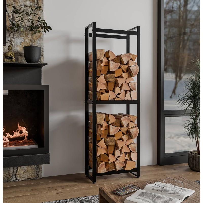 Estante para leña Morson 25x50x150 negro