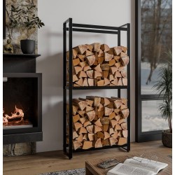 Estante para leña Morson 25x75x150 negro