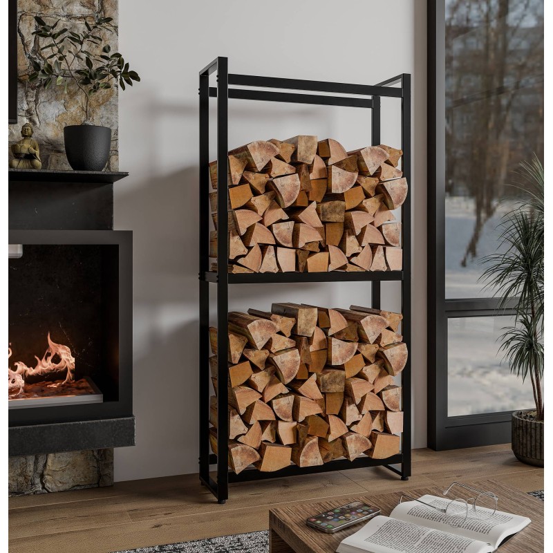 Estante para leña Morson 25x75x150 negro