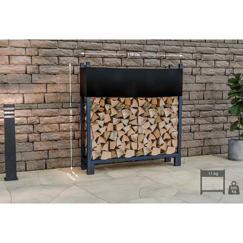Soporte para leña Martin + tapa 25x110x115 cm antracita