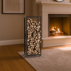 Soporte para leña Hilta 25x40x100 cm negro