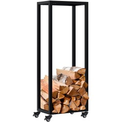 Soporte para leña Hilta 25x40x100 cm negro