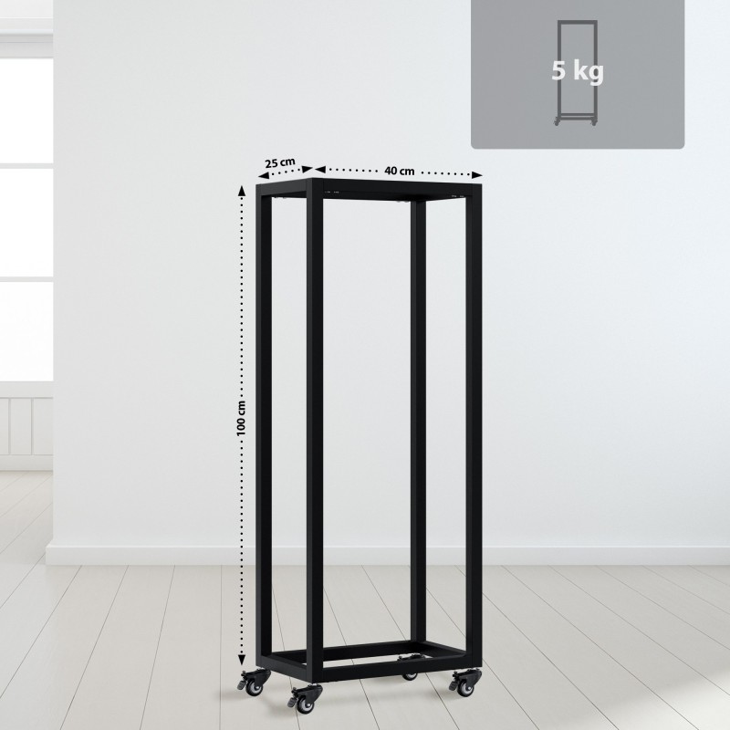 Soporte para leña Hilta 25x40x100 cm negro